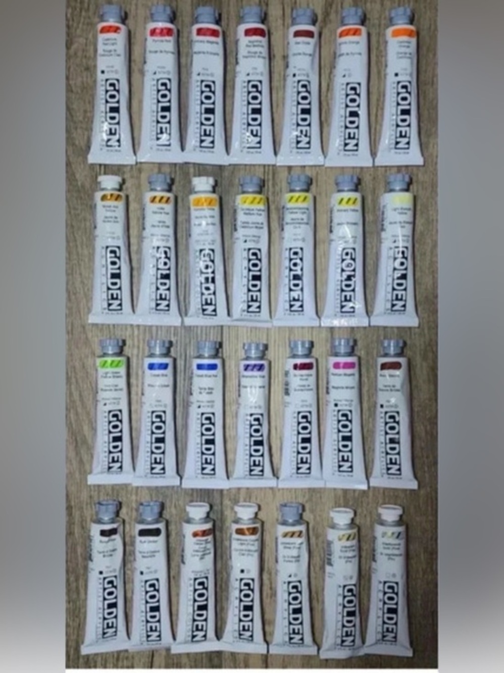 🌟 Lot of 28 🌟 GOLDEN ACRYLIC Heavy Body PAINT TUBES No Duplicate Colors ☆NEW☆